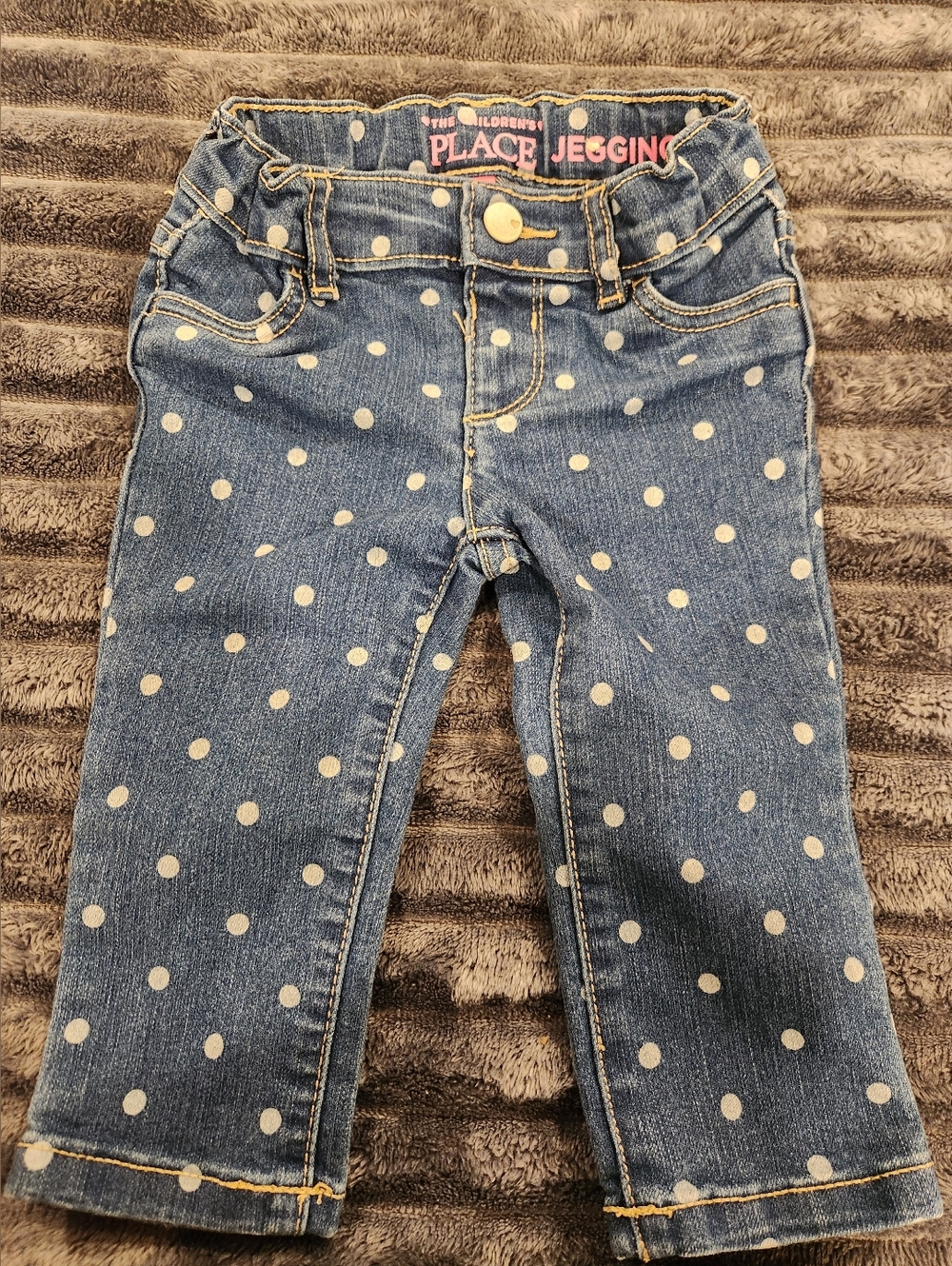 The Children's Place Denim Polka Dot Jeggings - Blue & White, Size 22-18M